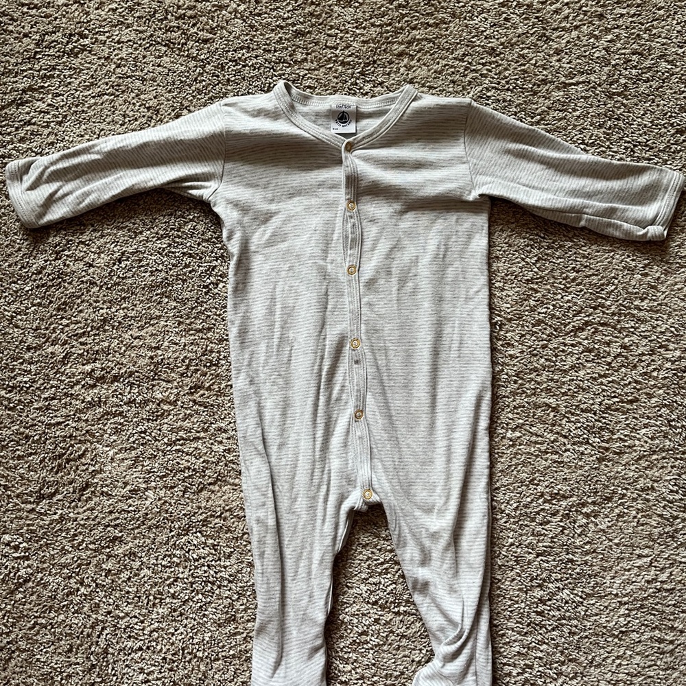 Petit Bateau Soft Gray Kids One Piece